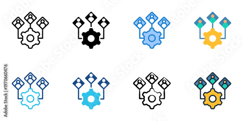 CRM tool icons set multiple style collection. Editable stroke 
