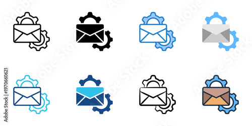 Email system icons set multiple style collection. Editable stroke 
