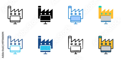 Company software icons set multiple style collection. Editable stroke 

