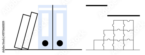 Office organization concept. Folders and puzzles structured planning and effective management. Office organization improves productivity, teamwork, and resource coordination. For workplace, business