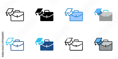 Internship portal icons set multiple style collection. Editable stroke 
