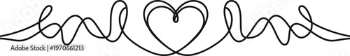 Love and heart continuous line art vector illustration, elegant single line drawing of word love with heart shape in middle isolated on transparent background.