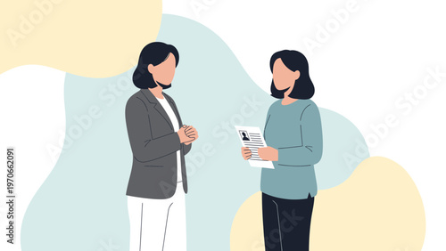 Job Interview: Two Women Discussing Resume, Professional Meeting, HR Recruitment