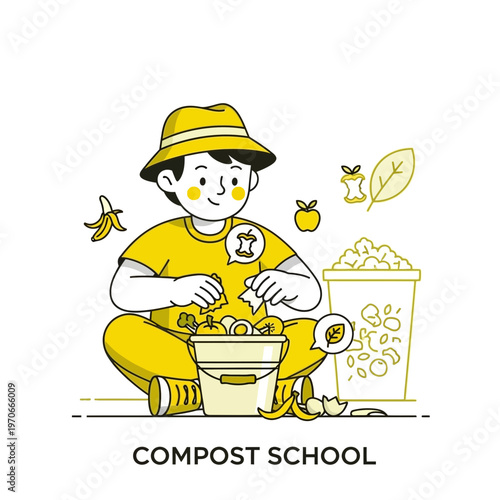 Young Boy Enthusiastically Learning About Composting And Organic Waste Management