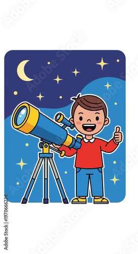 Young Explorer Discovers The Wonders Of The Night Sky With Telescope