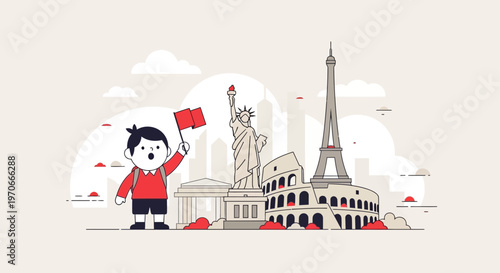 Young Explorer Embarks on Global Adventure Visiting Iconic Landmarks