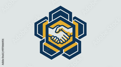 Abstract Geometric Logo With Handshake Icon