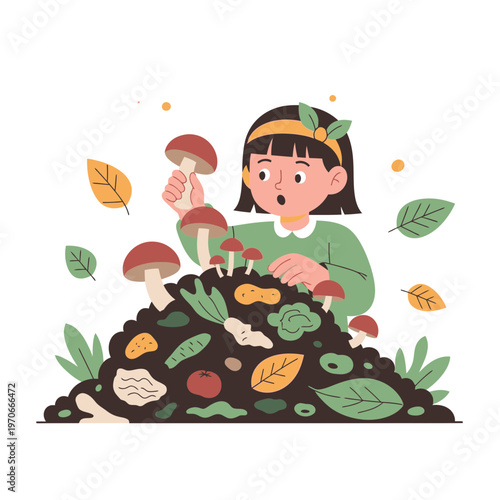 Young Girl Discovering Abundant Organic Garden Bounty