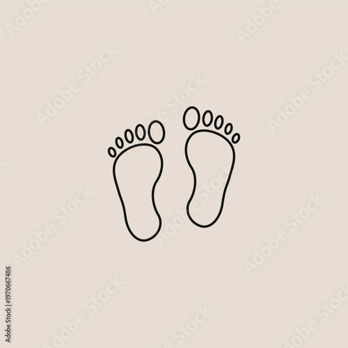 Simple outline of two baby feet. Soft lines suggest innocence and tenderness. Ideal for parenting, baby product, or child-related themes. Minimalist design works well for branding or web icons