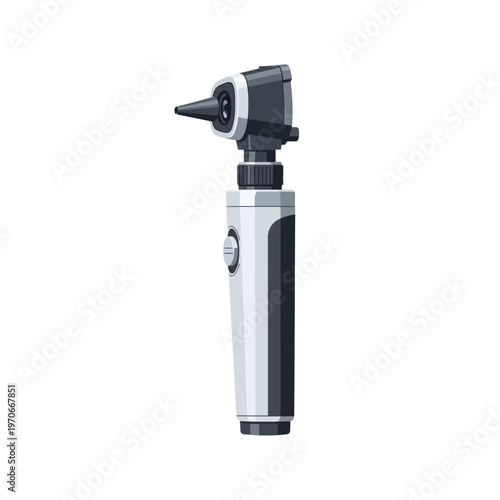 Otoscope Medical Diagnostic Tool Vector Illustration, Professional ENT Examination Equipment for Ear Health Checkup, Isolated Flat Design for Healthcare and Clinical Practice