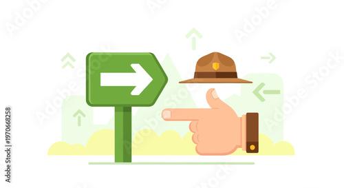 Your Next Adventure Awaits Signpost Guidance And Ranger Hat