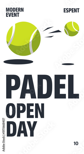 Modern Event Padel Open Day Invitation Featuring Tennis Balls and Clean Typography Design