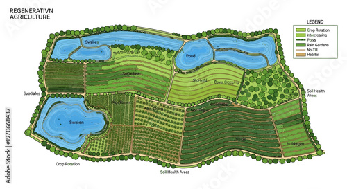 Regenerative agriculture land management illustration