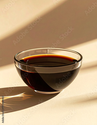 Minimalist balsamic vinegar in glass bowl