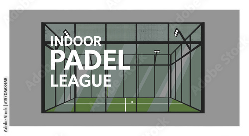 Modern Indoor Padel Court Arena With Text For Sports Events