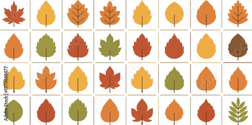 A Collection of Assorted Autumn Leaves in Various Shapes, Colors, and Textures Representing Fall Season