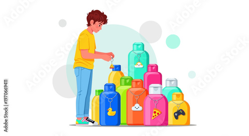 Youthful Selection Of Colorful Vials With Whimsical Charms