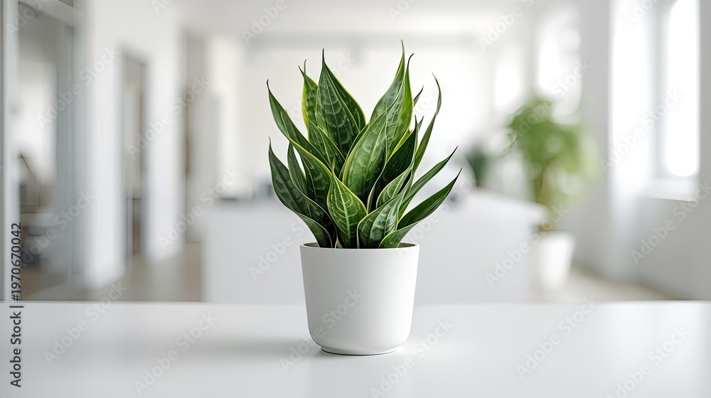 Naklejka premium Minimalist Green Plant in Pot on Clean Background
