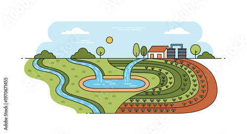 Sustainable agriculture and water conservation concept