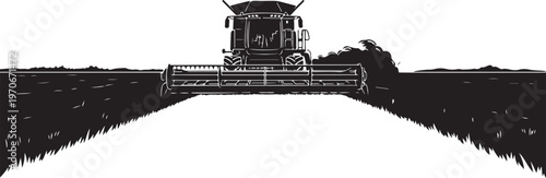 Tractor Harvesting Crops in Field with Cutting Bar Attachment