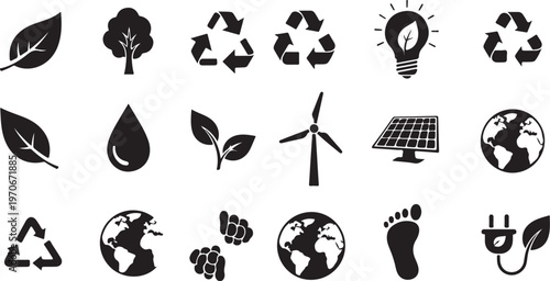 Eco Friendly Icons for Sustainable Living and Environmental Conservation