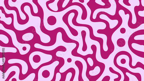 Abstract flowing shapes in shades of pink and magenta create a pattern