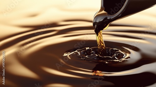 Realistic Shot of Viscous Black Crude Oil Flowing