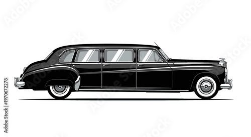 Classic black vintage luxury car.
