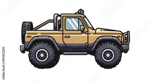 Brown four wheel drive pickup truck.