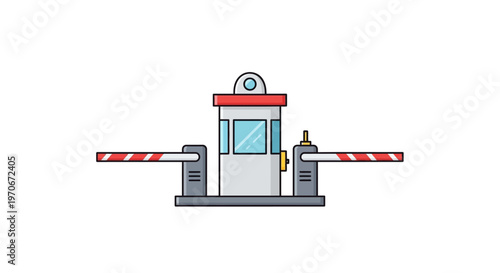 Boom gate with red and white barriers.