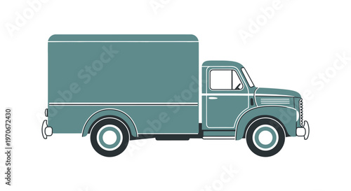 Vintage Delivery Truck Side View Illustration.