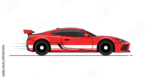 Red sports car side view.