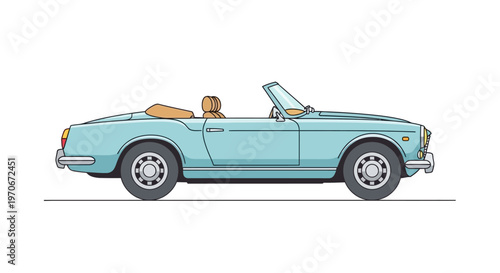 Vintage Convertible Car Side View.