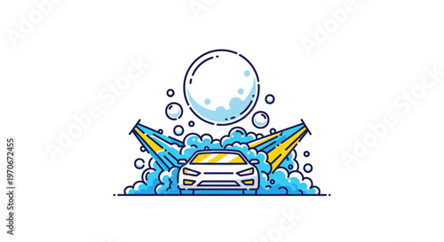 Car Wash Soap Suds Bubble Cleaning.