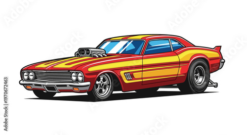 Vintage American Muscle Car Illustration.