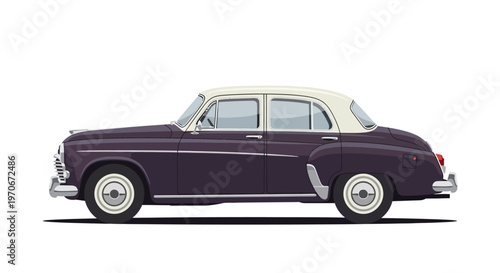 Vintage Luxury Car Side View Profile.
