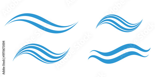 Minimalist Blue Water Wave Lines for Spa Wellness and Aquatic Branding