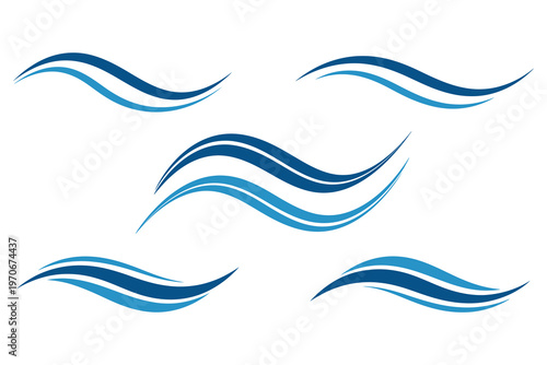 Blue Fluid Wave Lines for Spa Wellness and Water Conservation Design Elements