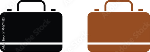 Simple black and brown suitcase icons on white background