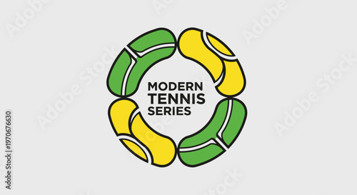 Modern Tennis Series Logo Design, Vibrant Circular Symbol, Dynamic Sport Graphic Illustration
