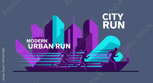Modern Urban Running Dynamic City Marathon Fitness Event