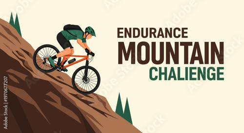 Mountain Bike Rider Conquering Endurance Challenge on Rugged Terrain for Victory