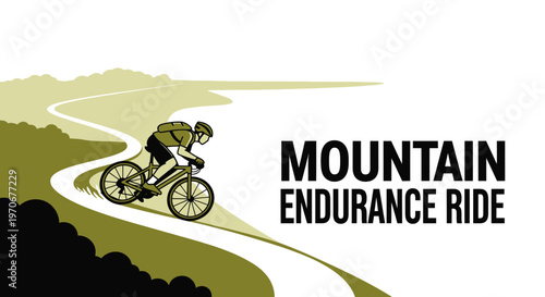 Mountain Bike Rider Navigating A Winding Path Through An Uphill Landscape