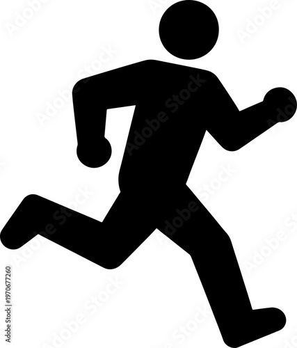 Running person icon black outline vector isolated on white background