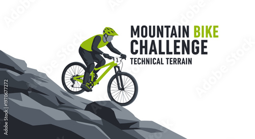 Mountain Bike Challenge On Technical Terrain Adventure Sport Graphic
