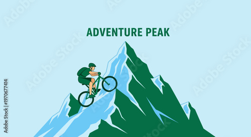 Mountain Biker Ascending Peak During A Stunning Adventure Promoting Outdoor Lifestyle