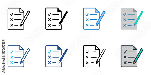 Midterm review icons set multiple style collection. Editable stroke 
