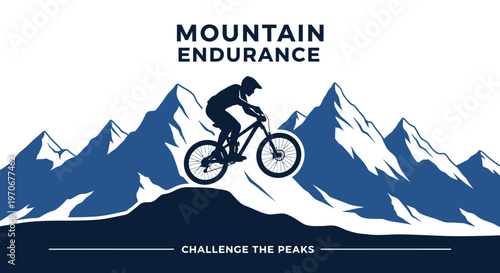 Mountain Biking Endurance Challenge Amidst Majestic Peaks Promoting Outdoor Adventure