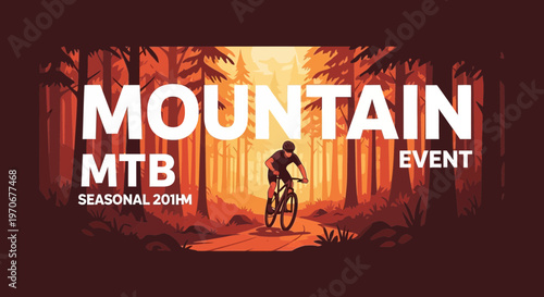 Mountain Bike Event In Forest Atmosphere