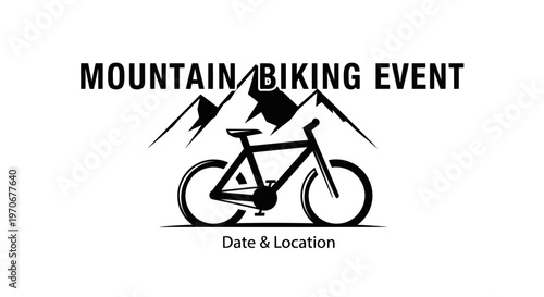 Mountain Biking Event Logo Depicting A Bicycle Against A Backdrop Of Rugged Mountains